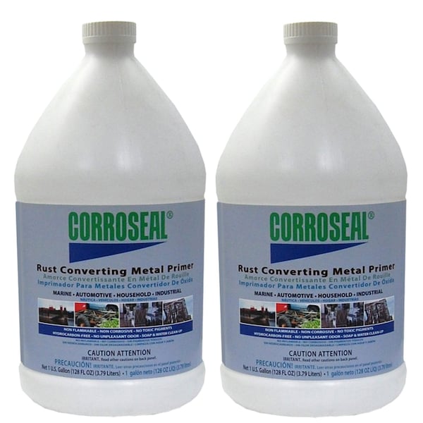 Water-Based Rust Converter Metal Primer, Rust Converter, 1-Gallon, 2PK